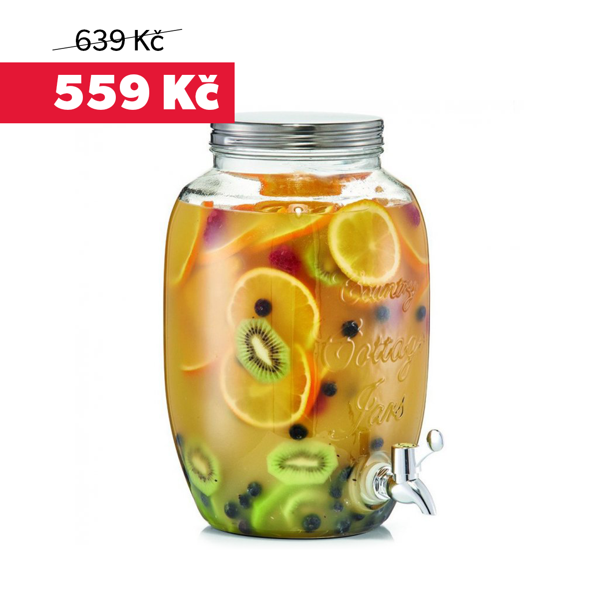 Skleněná nádoba na limonádu COUNTRY STYLE, na limonádu, 5 L, ZELLER